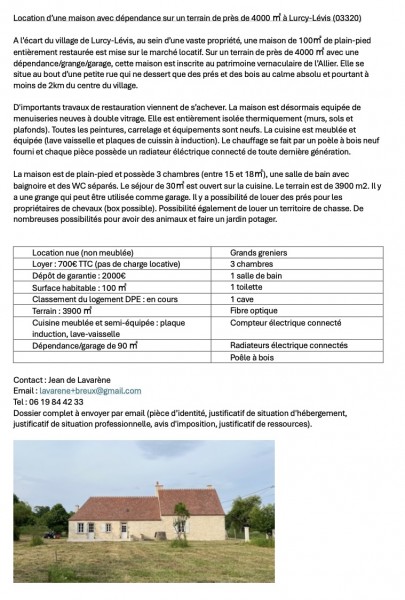 Domaine de chasse et maison dans l'allier